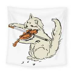 Cat Playing The Violin Art Square Tapestry (large) by oldshool