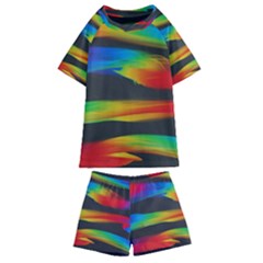 Colorful Background Kids  Swim Tee And Shorts Set by Semog4