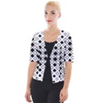 Square-diagonal-pattern-monochrome Cropped Button Cardigan