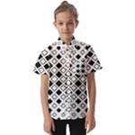 Square-diagonal-pattern-monochrome Kids  Short Sleeve Shirt