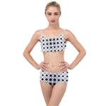 Square-diagonal-pattern-monochrome Layered Top Bikini Set