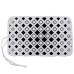 Square-diagonal-pattern-monochrome Pen Storage Case (L)