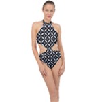 Abstract-background-arrow Halter Side Cut Swimsuit