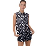 Abstract-background-arrow Sleeveless Chiffon Button Shirt