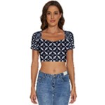 Abstract-background-arrow Short Sleeve Square Neckline Crop Top 