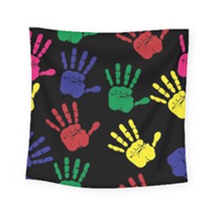 Handprints-hand-print-colourful Square Tapestry (small) by Semog4