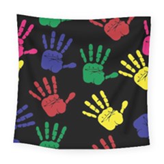 Handprints-hand-print-colourful Square Tapestry (large) by Semog4