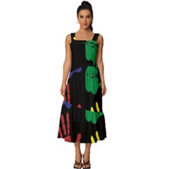 Handprints-hand-print-colourful Square Neckline Tiered Midi Dress by Semog4