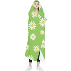 Daisy-flowers-floral-wallpaper Wearable Blanket by Semog4