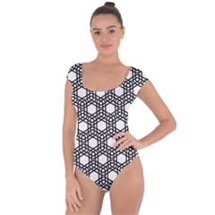 Geometric-floral-curved-shape-motif Short Sleeve Leotard  by Semog4