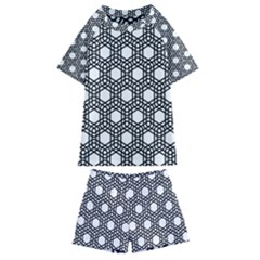 Geometric-floral-curved-shape-motif Kids  Swim Tee And Shorts Set by Semog4