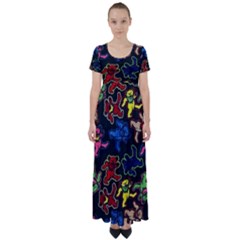 Grateful Dead Pattern High Waist Short Sleeve Maxi Dress by Semog4