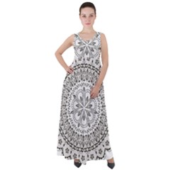 Vector Mandala Drawing Decoration Empire Waist Velour Maxi Dress