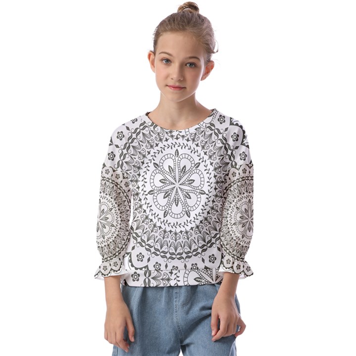 Vector Mandala Drawing Decoration Kids  Cuff Sleeve Top