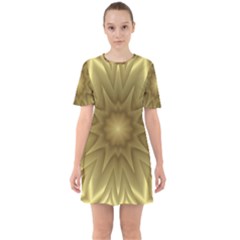 Background Pattern Golden Yellow Sixties Short Sleeve Mini Dress by Semog4