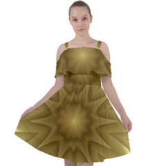 Background Pattern Golden Yellow Cut Out Shoulders Chiffon Dress