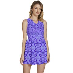 Decor Pattern Blue Curved Line Sleeveless High Waist Mini Dress by Semog4