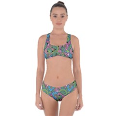 Background Texture Paisley Pattern Criss Cross Bikini Set