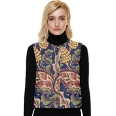 Leaves Flowers Background Texture Paisley Women s Short Button Up Puffer Vest by Salman4z