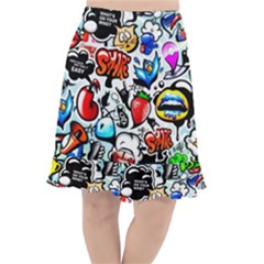 Graffiti Art Cartoon Comic Fishtail Chiffon Skirt by Salman4z