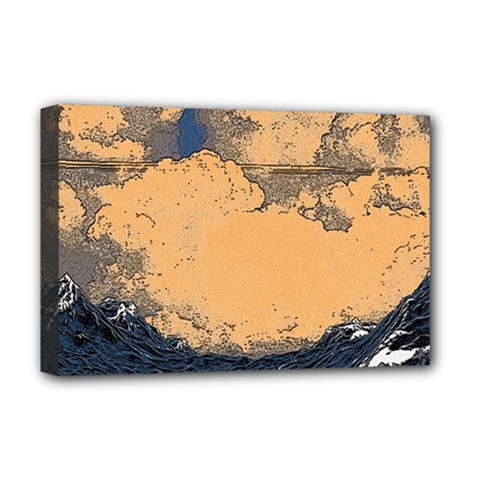 Waves Aesthetic Ocean Retro Sea Vintage Deluxe Canvas 18  X 12  (stretched) by Salman4z