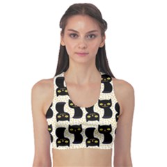 Black Cats And Dots Koteto Cat Pattern Kitty Sports Bra by Salman4z