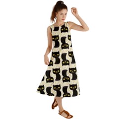 Black Cats And Dots Koteto Cat Pattern Kitty Summer Maxi Dress by Salman4z