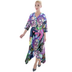 Rick And Morty Time Travel Ultra Quarter Sleeve Wrap Front Maxi Dress by Salman4z