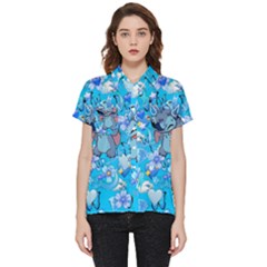 Blue Stitch Aesthetic Short Sleeve Pocket Shirt by Salman4z