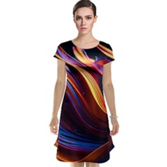 Waves Splash Liquid Paint Wall Cap Sleeve Nightdress by Jancukart