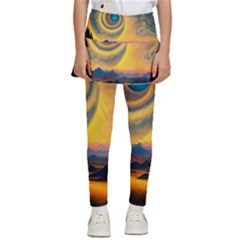 Surrealist Fantasy Dream Moon Space Kids  Skirted Pants