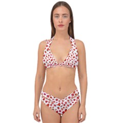 Watercolor Strawberry Double Strap Halter Bikini Set by SychEva