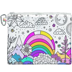 Rainbow Fun Cute Minimal Doodle Drawing 3 Canvas Cosmetic Bag (xxxl) by Jancukart