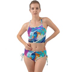 Tsunami Waves Ocean Sea Nautical Nature Water Art Mini Tank Bikini Set by Jancukart