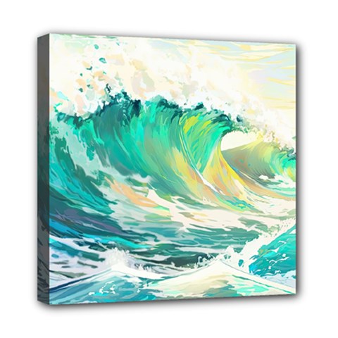 Waves Ocean Sea Tsunami Nautical 90 Mini Canvas 8  X 8  (stretched) by Jancukart