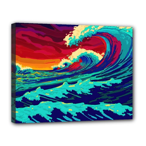 Tsunami Waves Ocean Sea Nautical Nature Water 9 Canvas 14  X 11  (stretched) by Jancukart