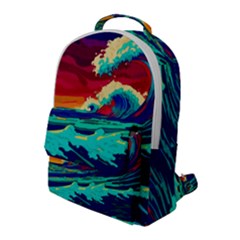 Tsunami Waves Ocean Sea Nautical Nature Water 9 Flap Pocket Backpack (large) by Jancukart