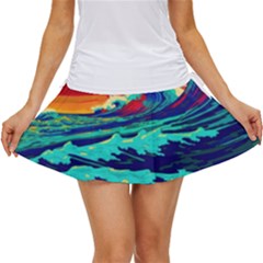 Tsunami Waves Ocean Sea Nautical Nature Water 9 Women s Skort by Jancukart