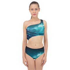 Tsunami Waves Ocean Sea Nautical Nature Water 7 Spliced Up Two Piece Swimsuit by Jancukart