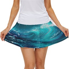 Tsunami Waves Ocean Sea Nautical Nature Water 7 Women s Skort by Jancukart