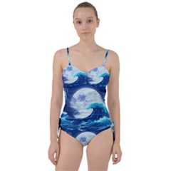 Waves Ocean Sea Tsunami Nautical 7 Sweetheart Tankini Set