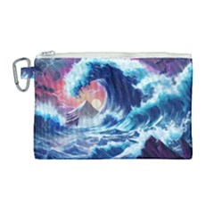 Storm Tsunami Waves Ocean Sea Nautical Nature Canvas Cosmetic Bag (large) by Jancukart