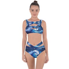 Tsunami Waves Ocean Sea Nautical Nature Water Moon Bandaged Up Bikini Set  by Jancukart