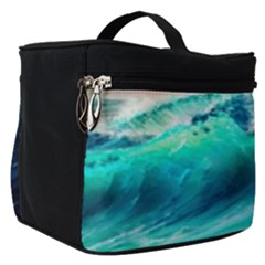 Tsunami Waves Ocean Sea Nautical Nature Water Art Ai Generated Make Up Travel Bag (small) by Jancukart