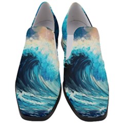 Tsunami Waves Ocean Sea Nautical Nature Water Arts Women Slip On Heel Loafers by Jancukart