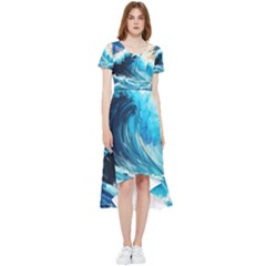 Tsunami Waves Ocean Sea Nautical Nature Water Arts High Low Boho Dress by Jancukart
