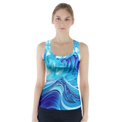 Tsunami Waves Ocean Sea Nautical Nature Abstract Blue Water Racer Back Sports Top by Jancukart