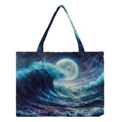 Tsunami Waves Ocean Sea Nautical Nature Water 4 Medium Tote Bag by Jancukart