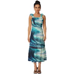 Tsunami Waves Ocean Sea Nautical Nature Water 4 Tie-strap Tiered Midi Chiffon Dress by Jancukart