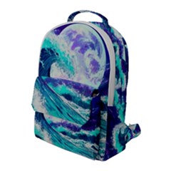 Tsunami Waves Ocean Sea Nautical Nature Water Flap Pocket Backpack (large) by Jancukart